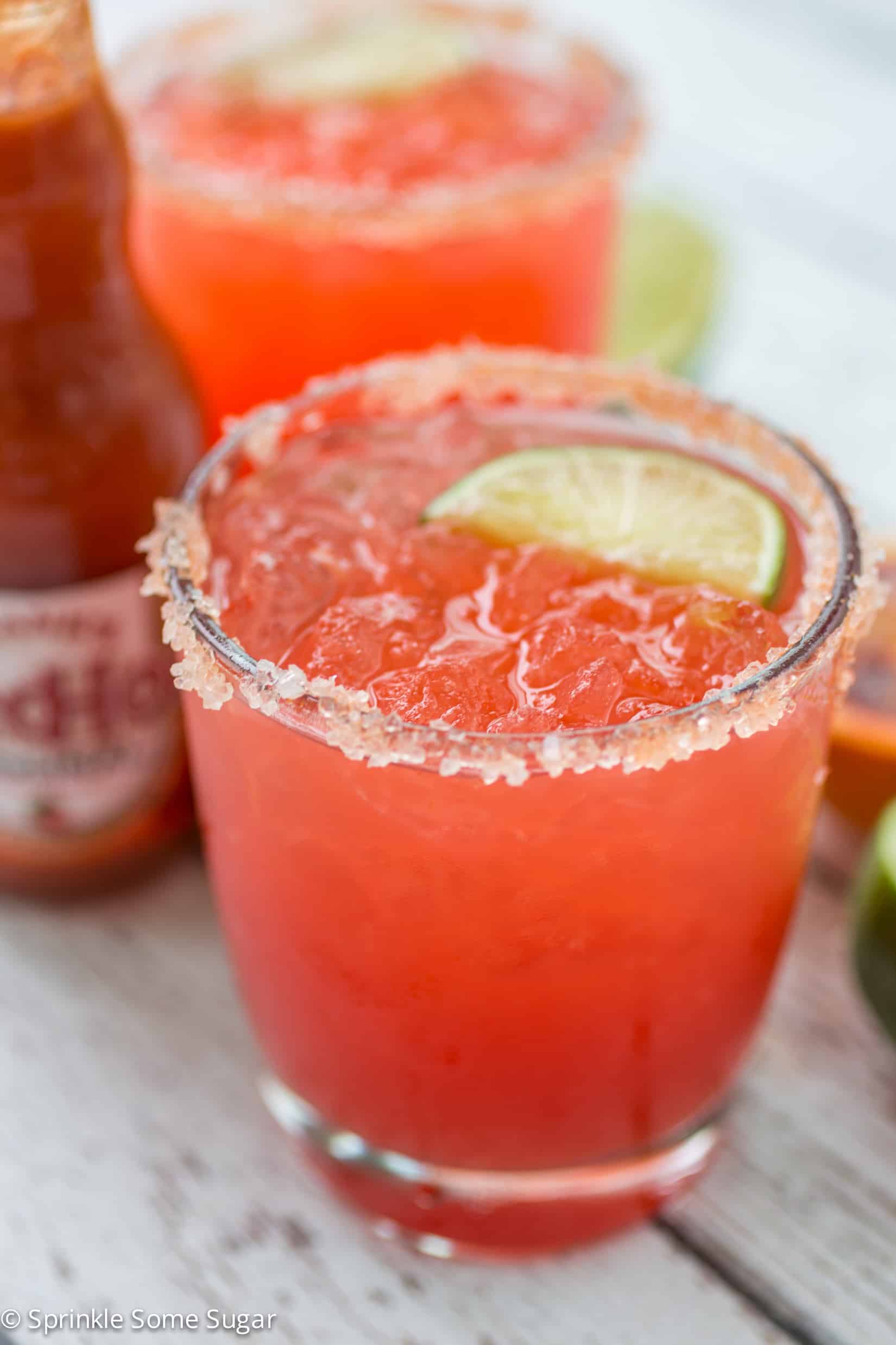 Spicy Blood Orange Margaritas - Margaritas made with freshly squeezed blood orange juice and a few dashes of hot sauce for a sweet and spicy kick!