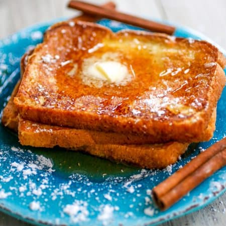 Eggnog French Toast on a plate.