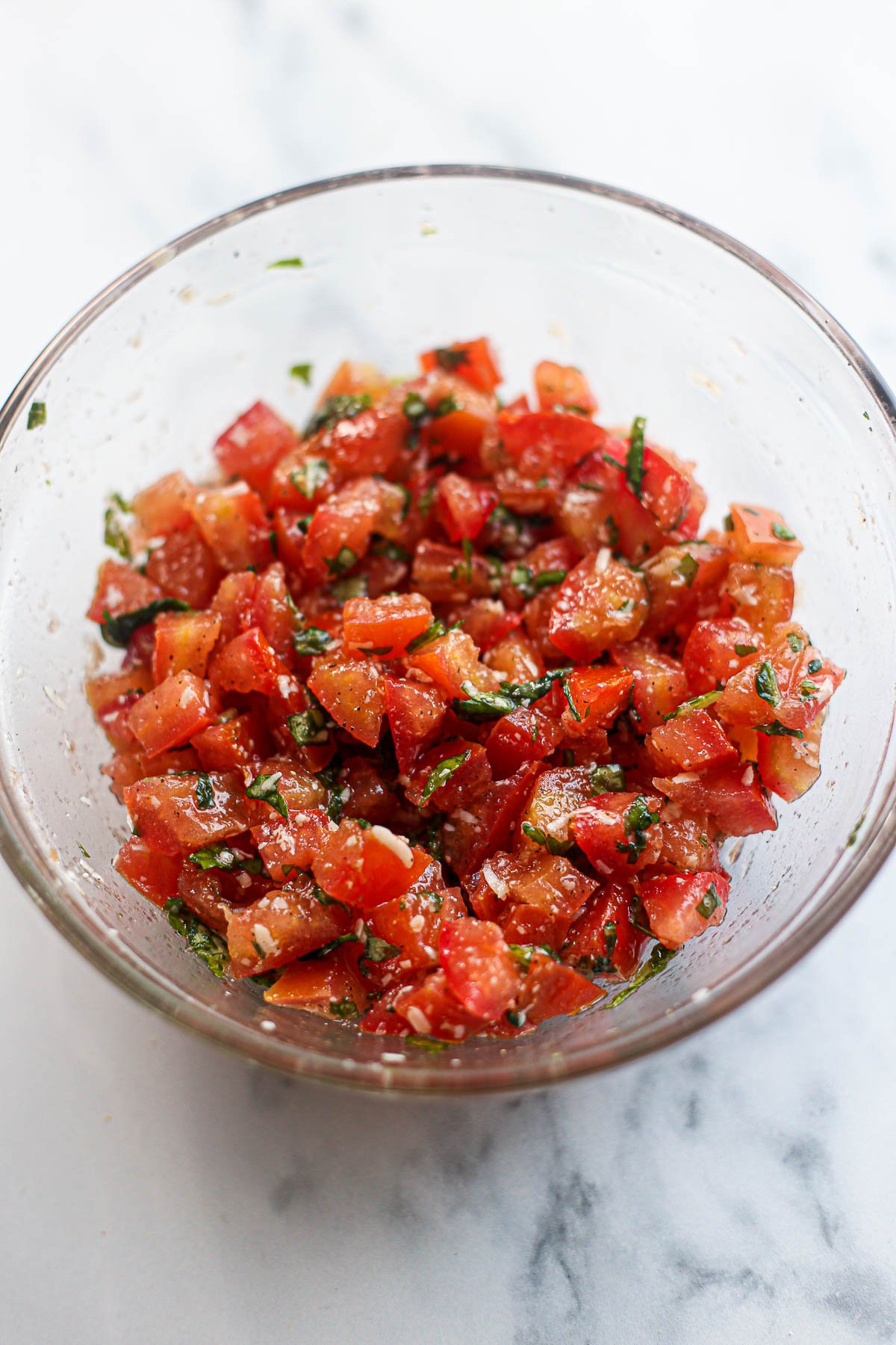 Easy bruschetta after mixing all ingredients together.