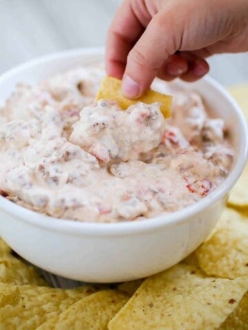 Creamy 3 Ingredient Hatfield Sausage Dip - This delicious creamy, hearty dip comes together super fast with only three ingredients needed!