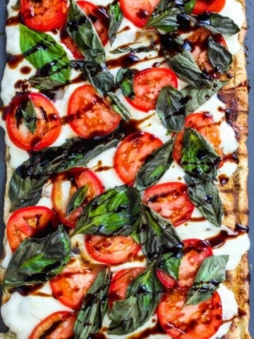 Grilled Caprese Flatbread after baking.