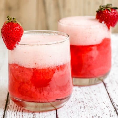 Strawberry Sorbet Champagne Floats - Sprinkle Some Sugar