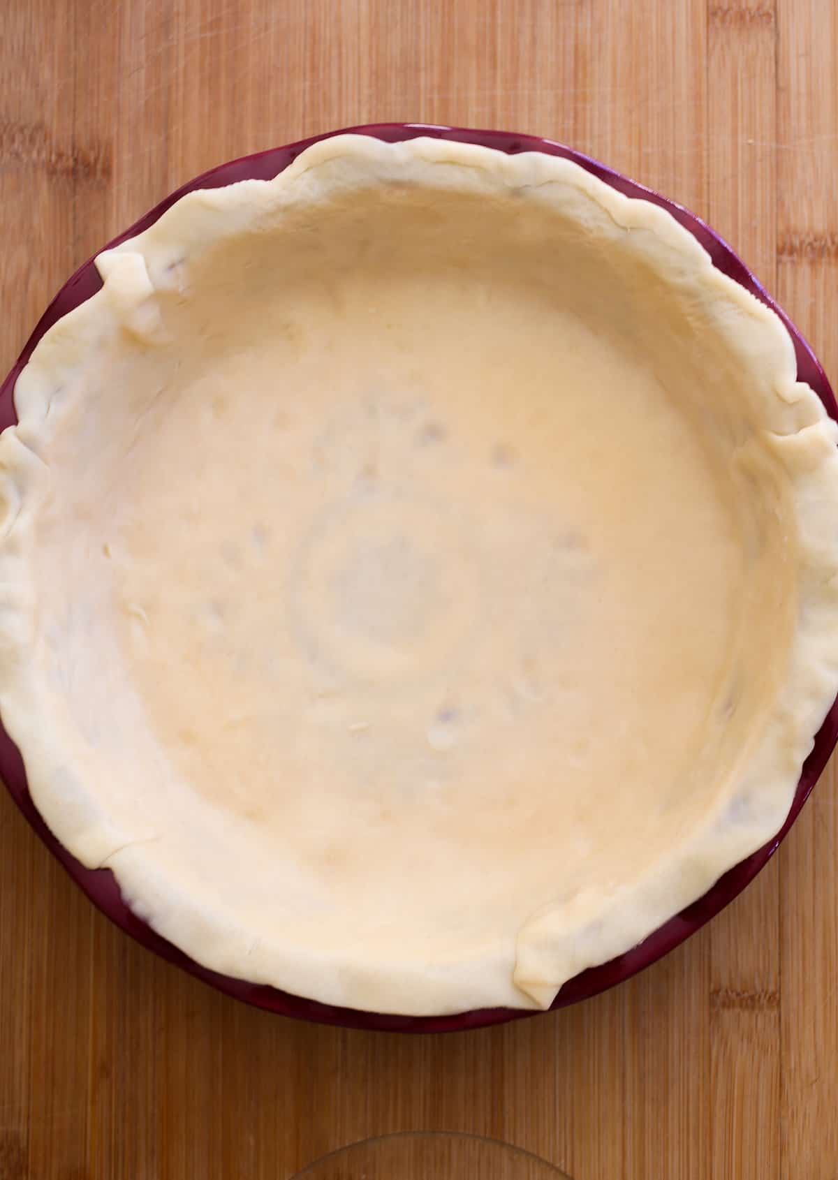 Pie crust pressed into pie dish.