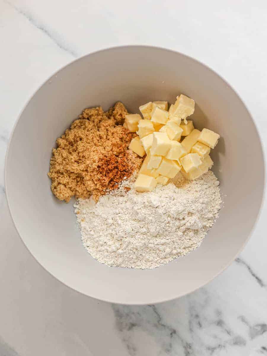 Crumble topping ingredients for overnight French toast.