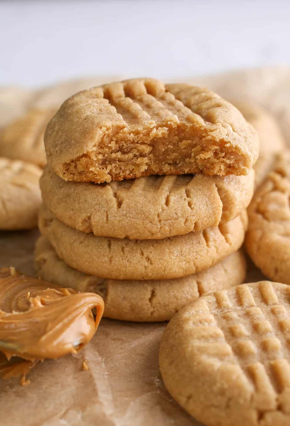 The best peanut butter cookies with a bite taken out.