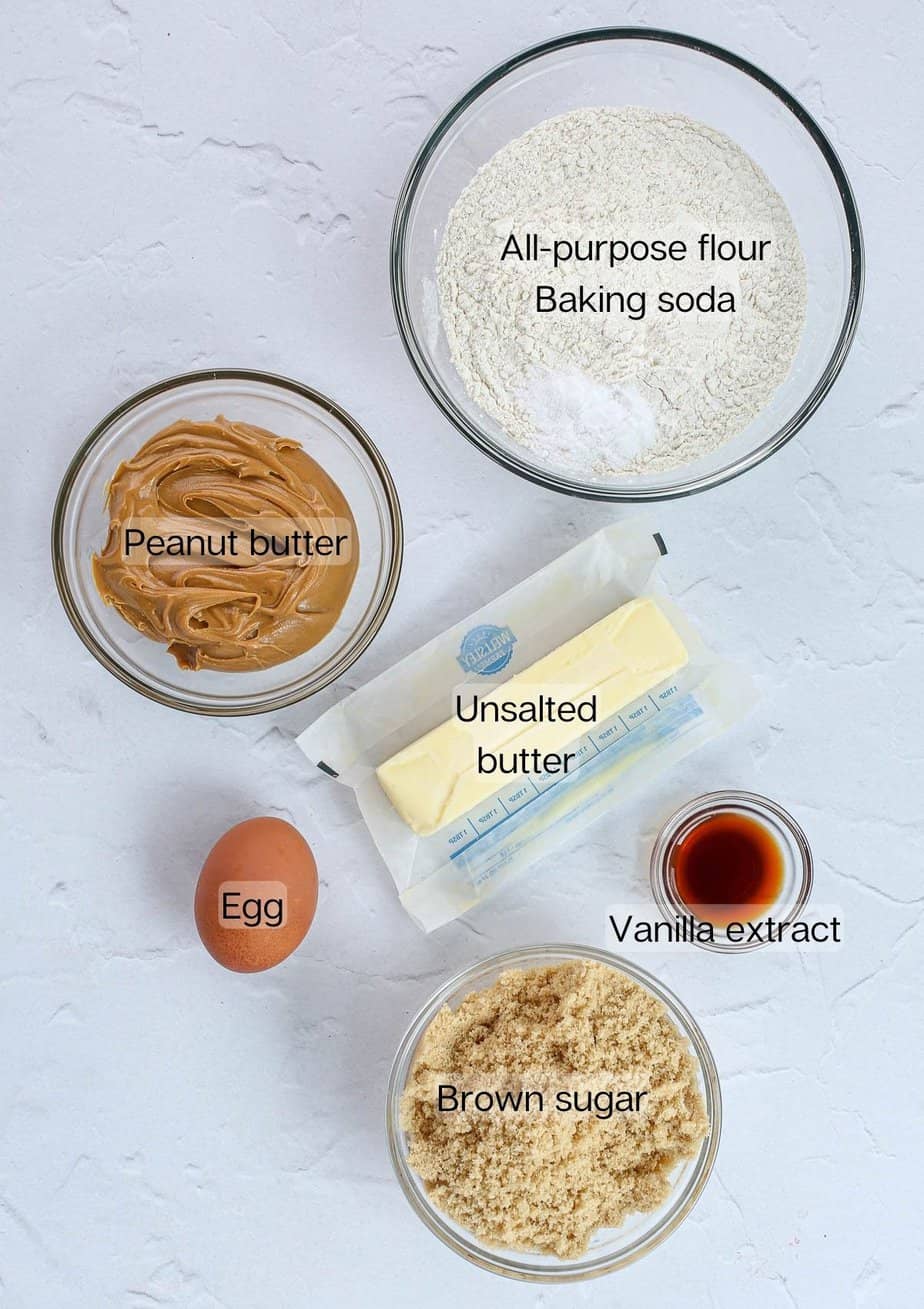 Ingredients for the best peanut butter cookies.