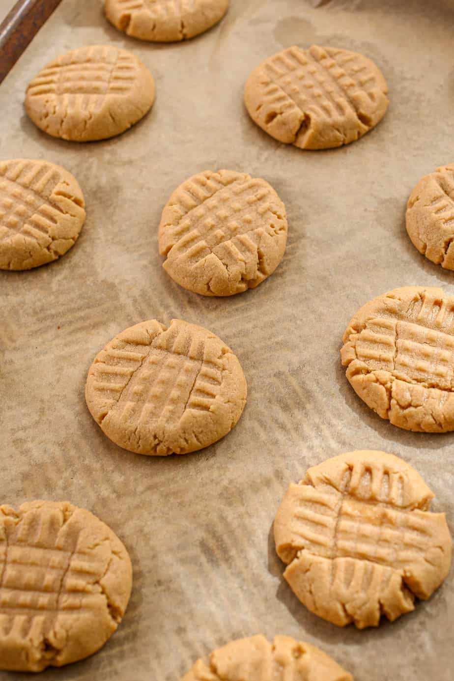 The best peanut butter cookies after baking.