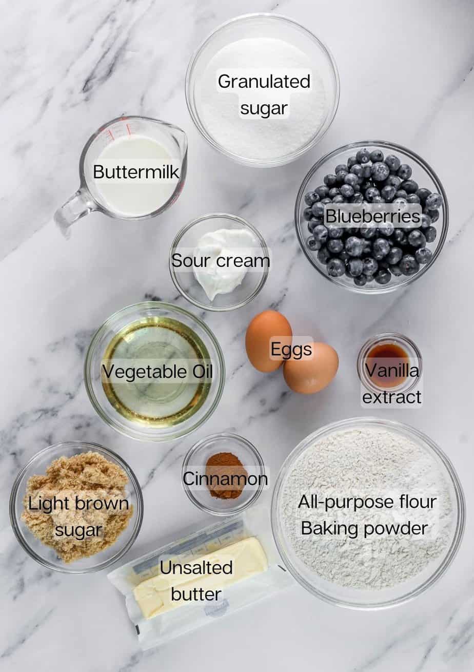 Blueberry muffin ingredients. 